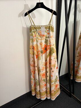 Zimmermann New Arrival Color-block Printed Strappy Dress